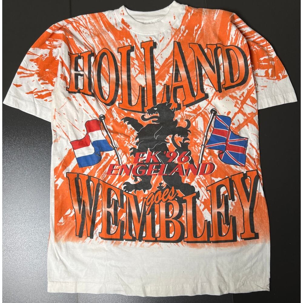 Vintage INSANE Holland vs Wembley England 96" Size XL Soccer World Cup AOP